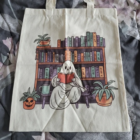 Ghostie Reading Tote Bag - Picture 2 of 3